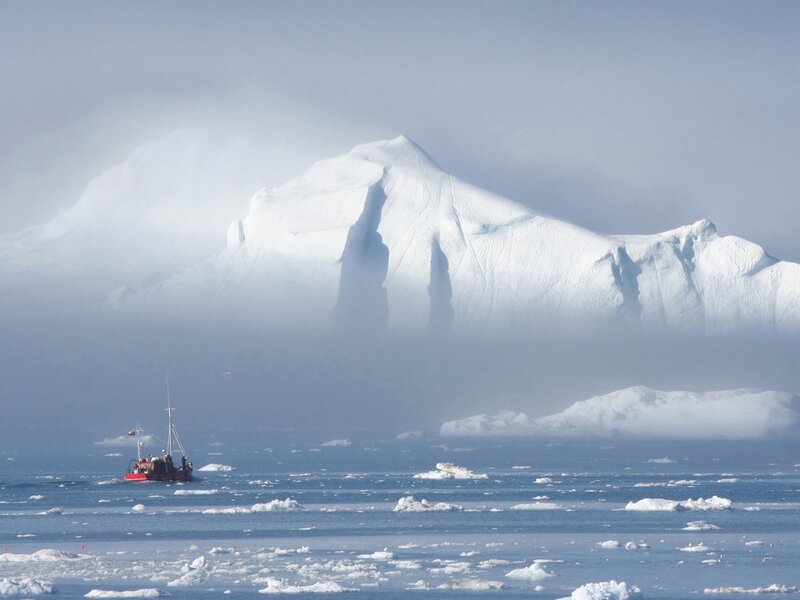 Boat Near Iceberg — Blue