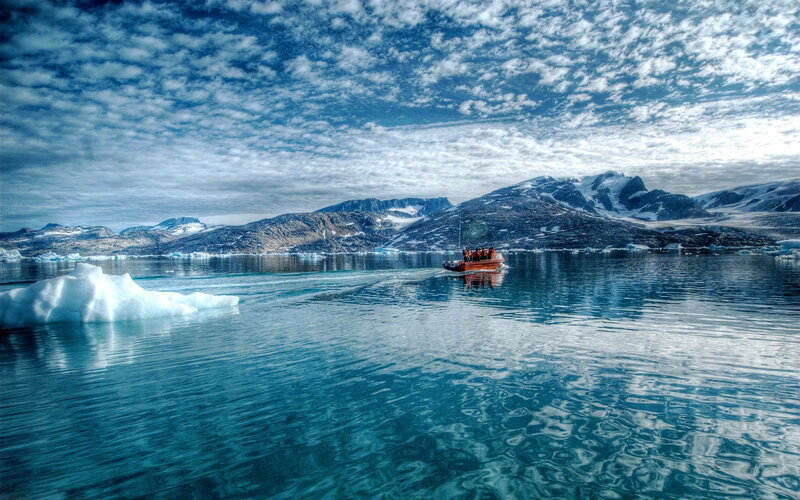 Boat Near Icebergs