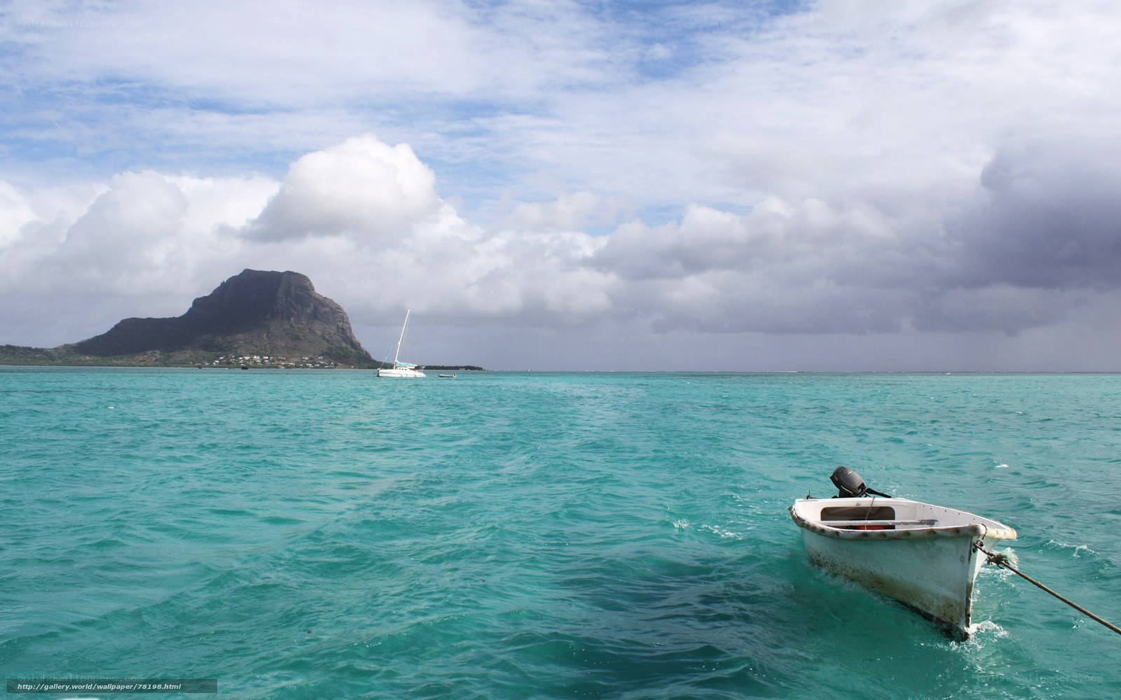 Boat near Le Morne mountain
