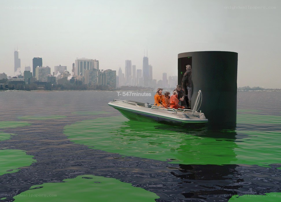 boat near pollution spill