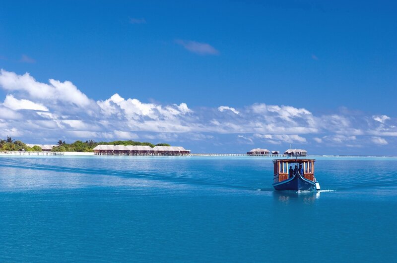 Boat near tropical island