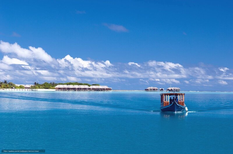 Boat near tropical resort