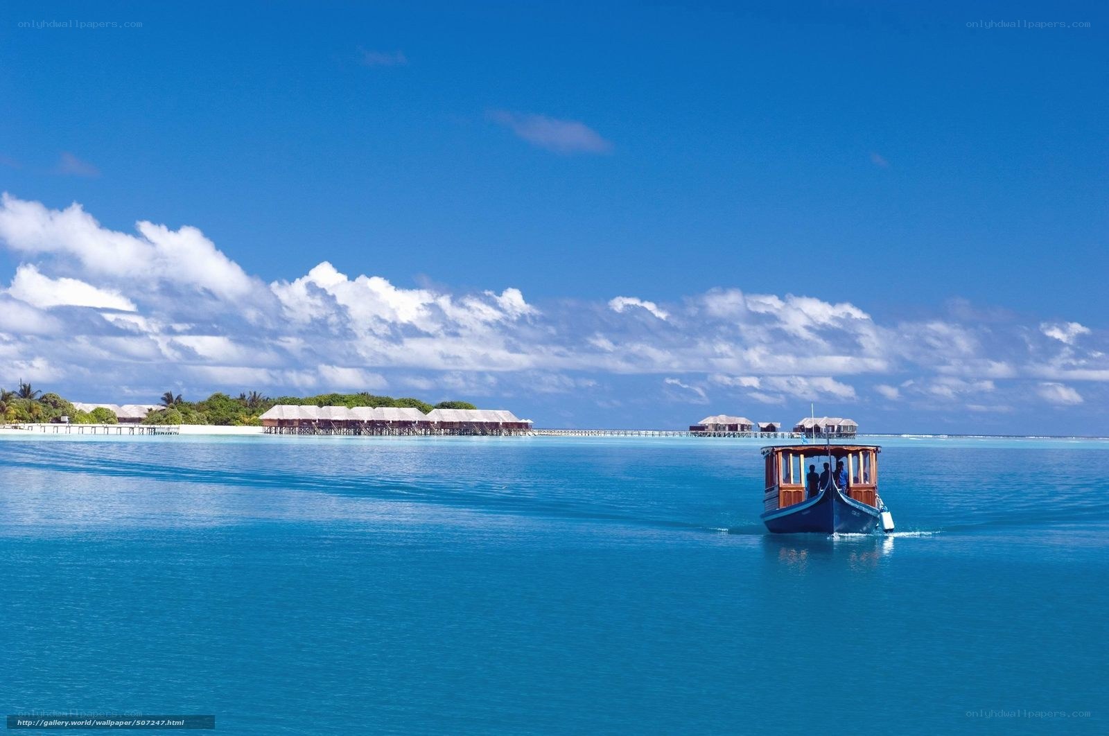 Boat near tropical resort