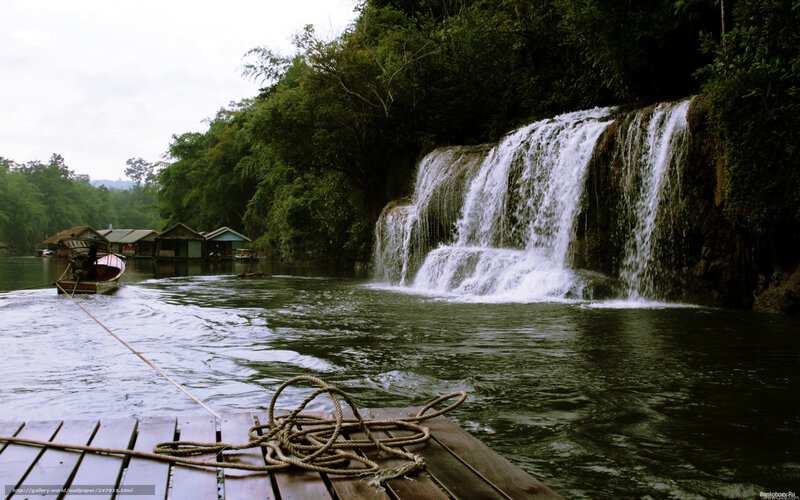 Boat Near Waterfall