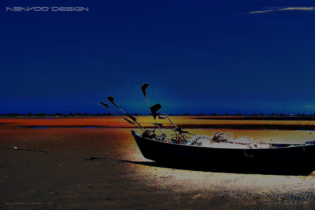 Boat on a beach at dusk