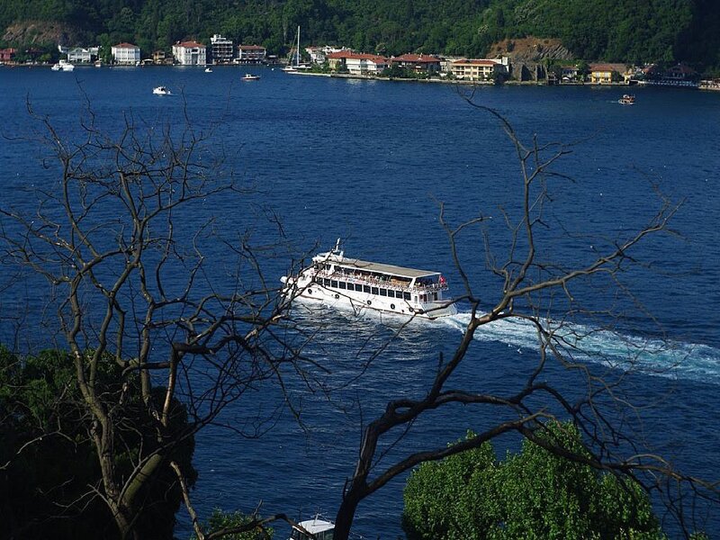 Boat on a blue lake