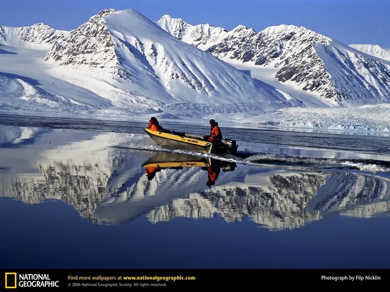 Boat on a calm arctic lake