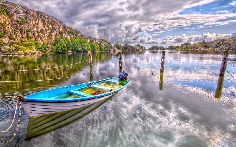 Boat on a calm fjord
