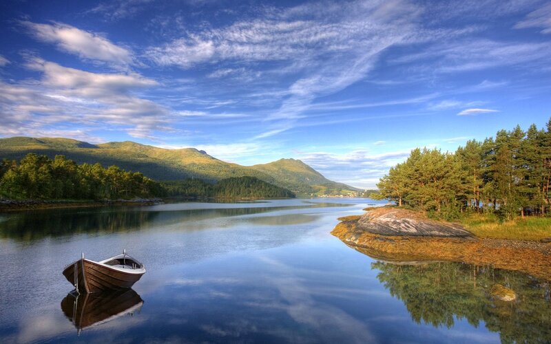Boat on a calm fjord