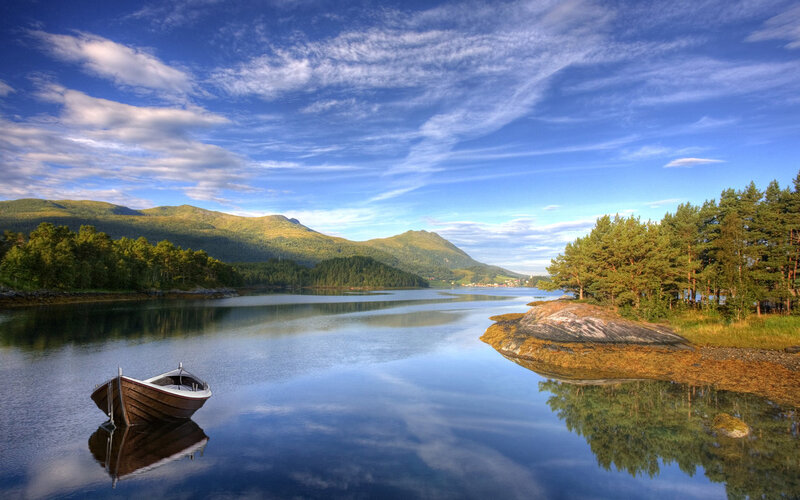Boat on a calm fjord
