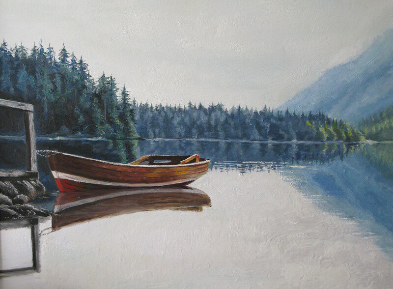 Boat on a calm lake