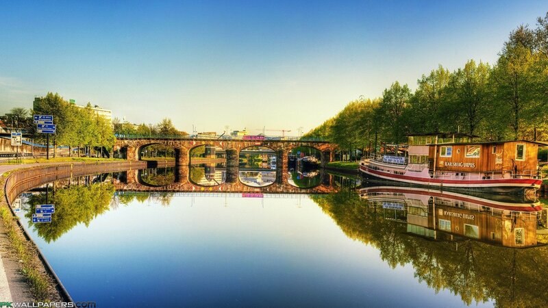 Boat on a Canal — Blue