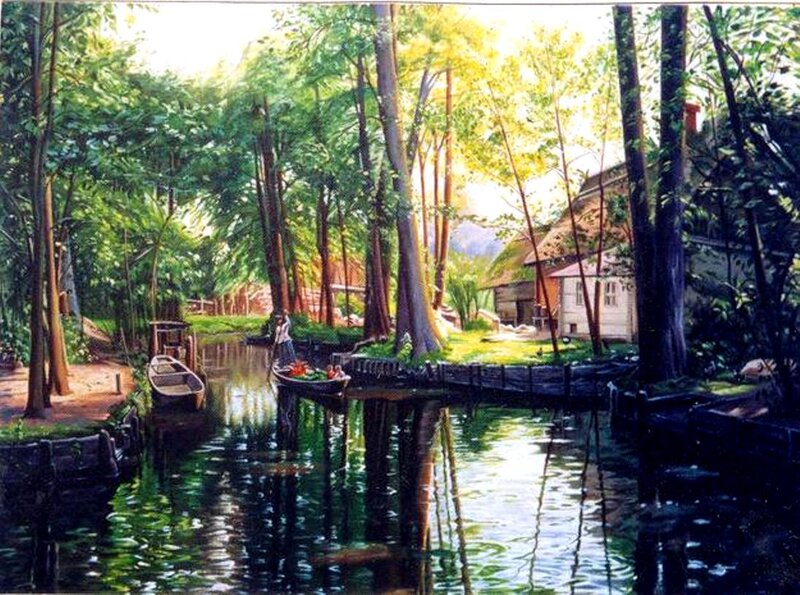 Boat on a Canal — Green