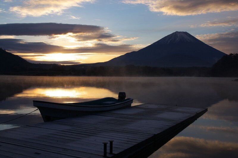 Boat on a Dock — Blue, Serene