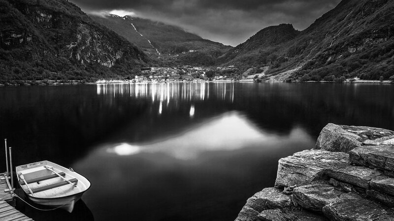 Boat on a Fjord — Black