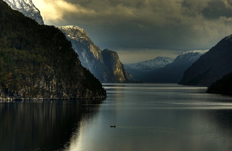 Boat on a Fjord — Gray