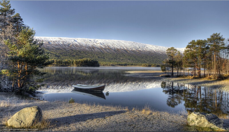 Boat on a frosty lake