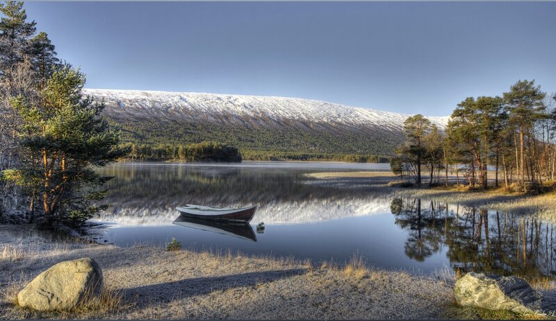 Boat on a frosty lake