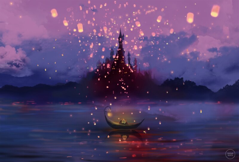 Boat on a Lake at Night