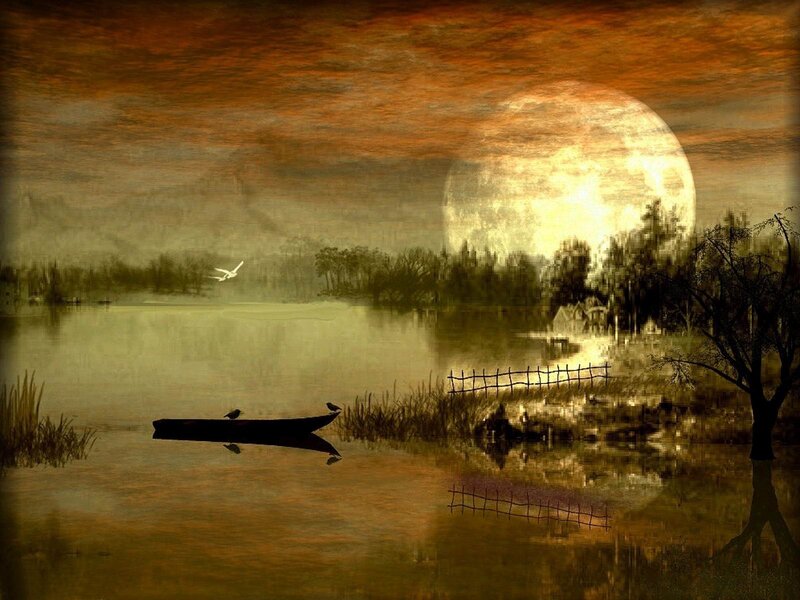 Boat on a Lake — Brown