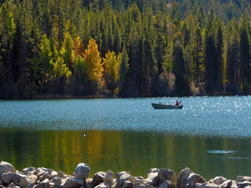 Boat on a lake in autumn