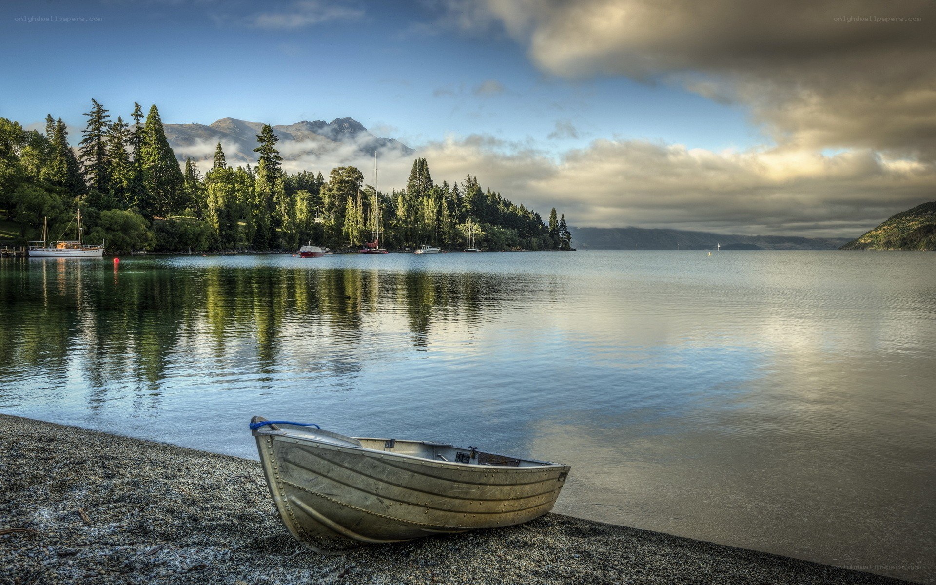 Boat on a lake shore