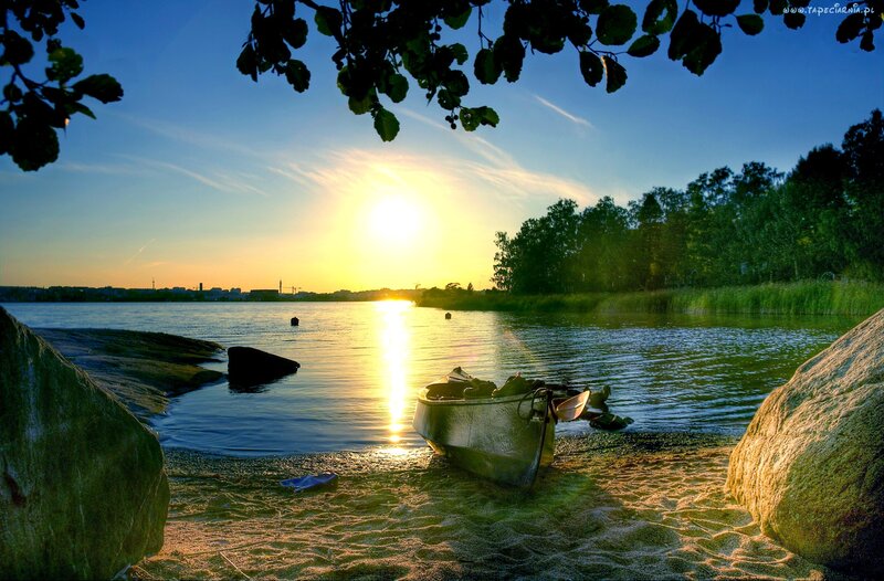 Boat on a Lake Shore — Blue