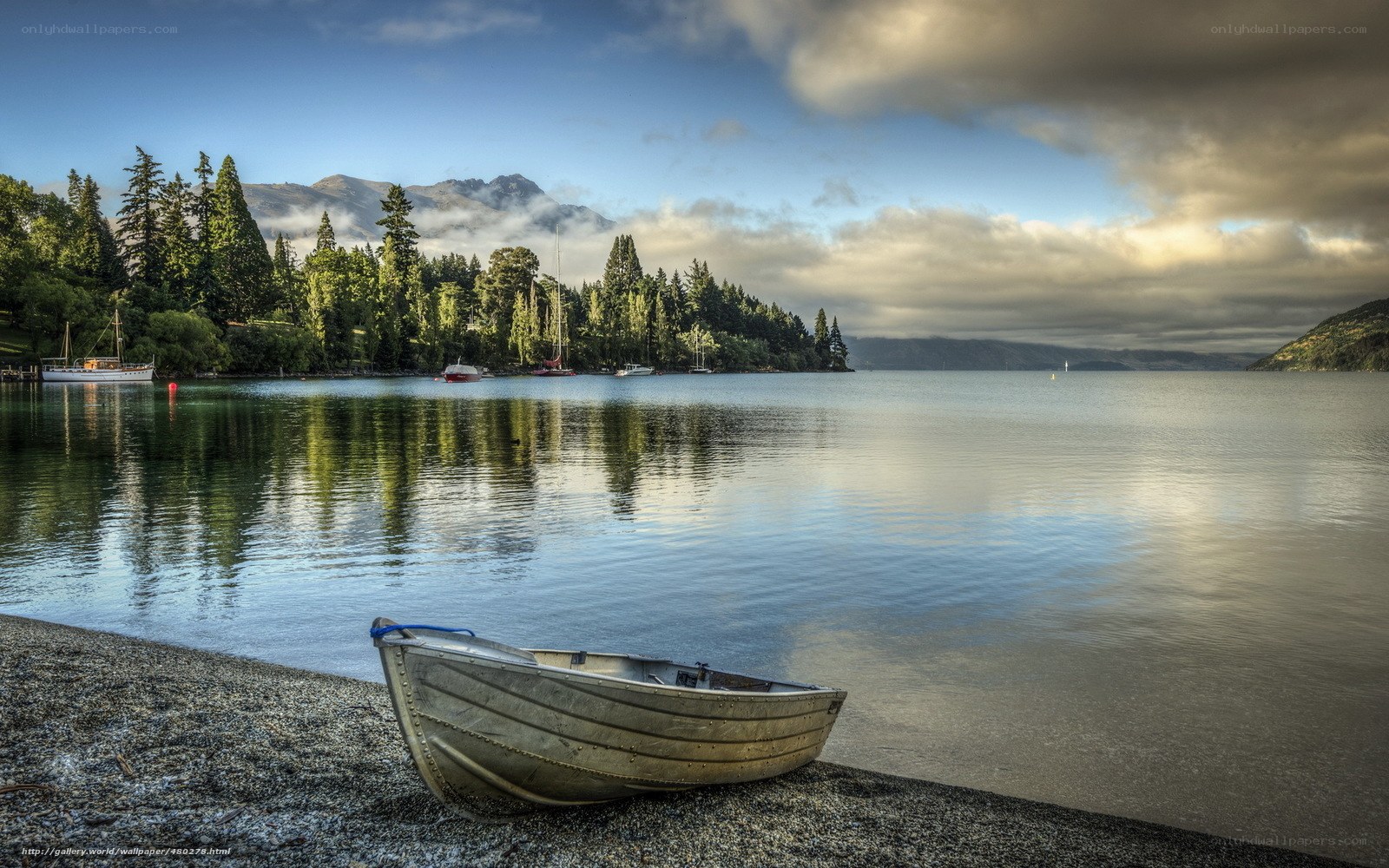 Boat on a lake shore