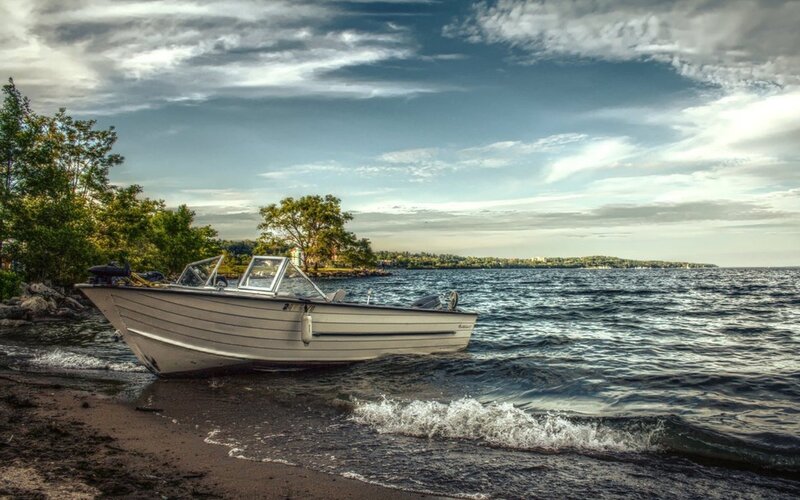 Boat on a lakeshore