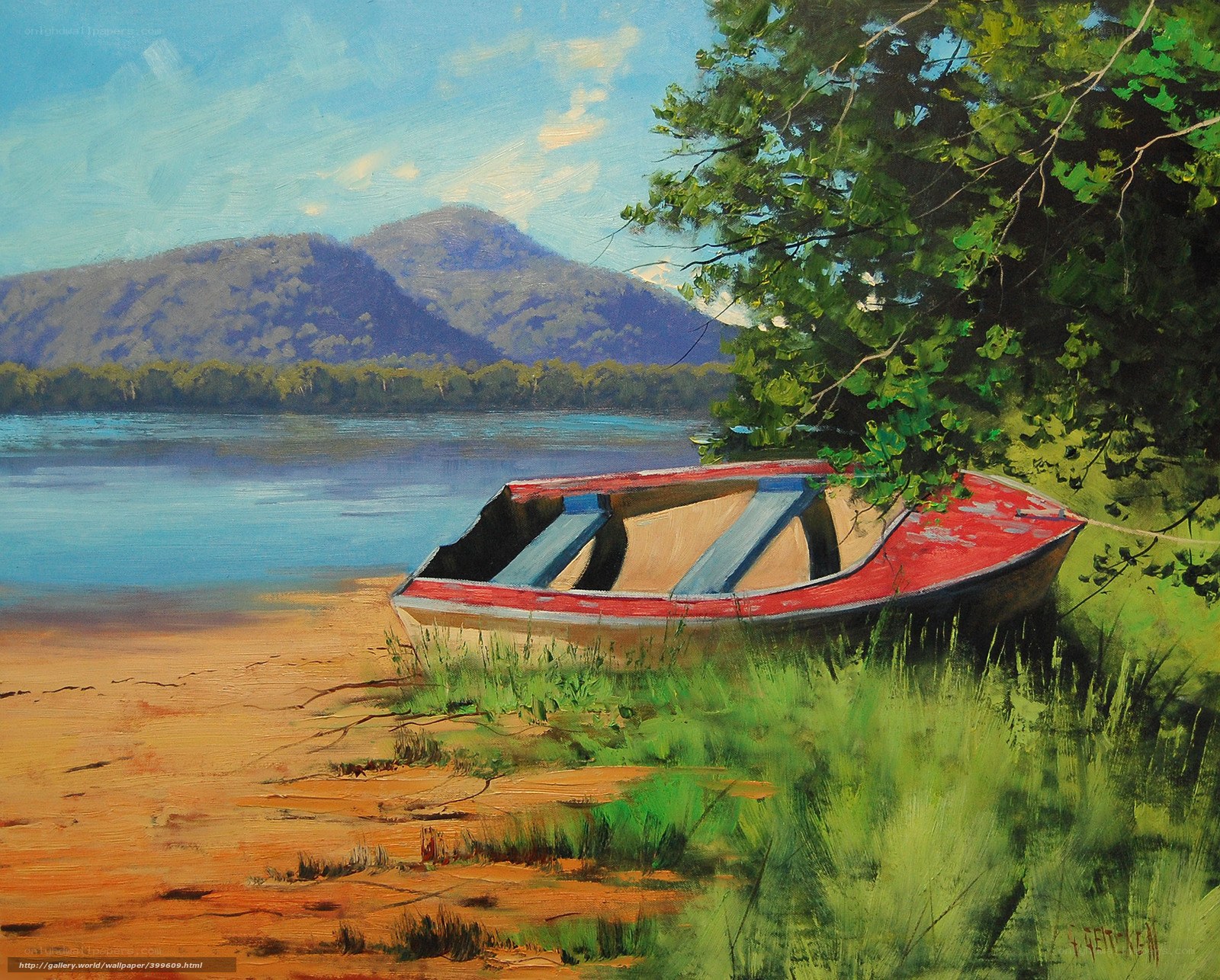 Boat on a lakeside shore