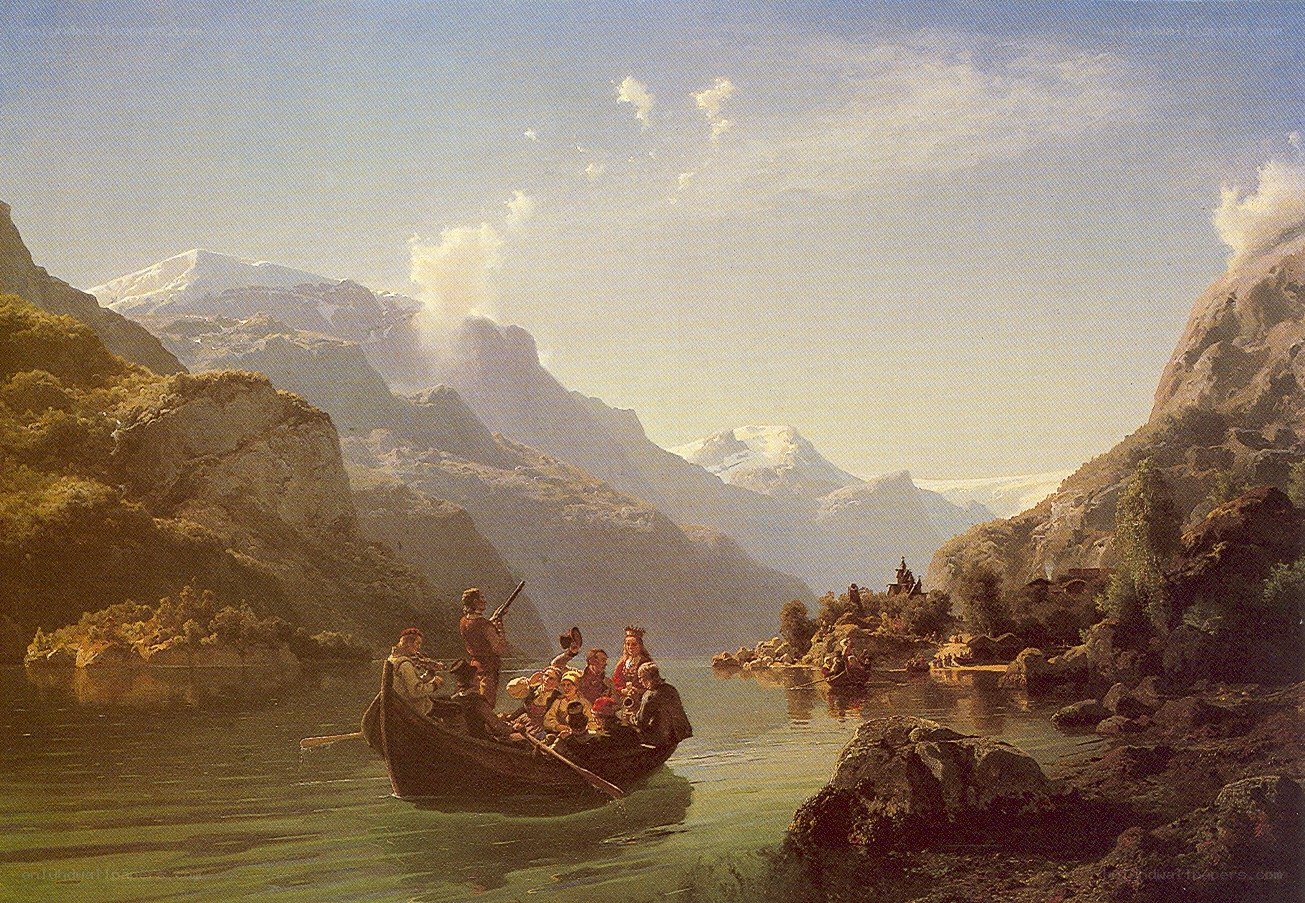 Boat on a mountain lake