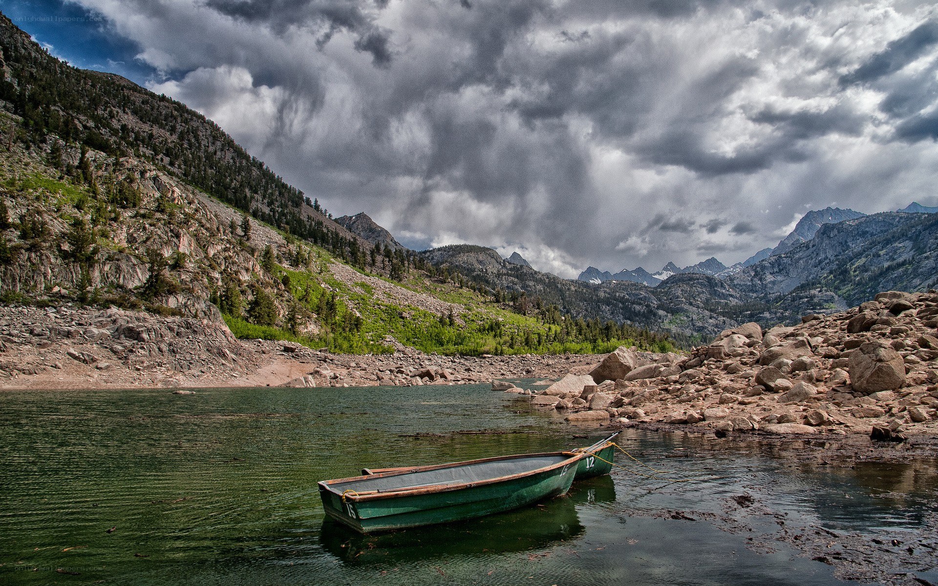 Boat on a mountain lake