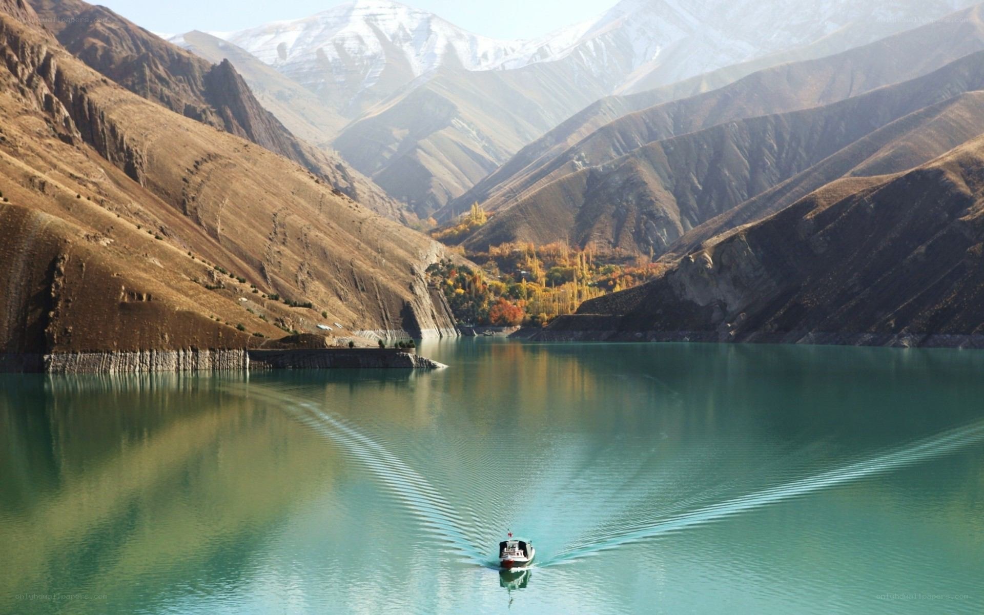 Boat on a mountain lake