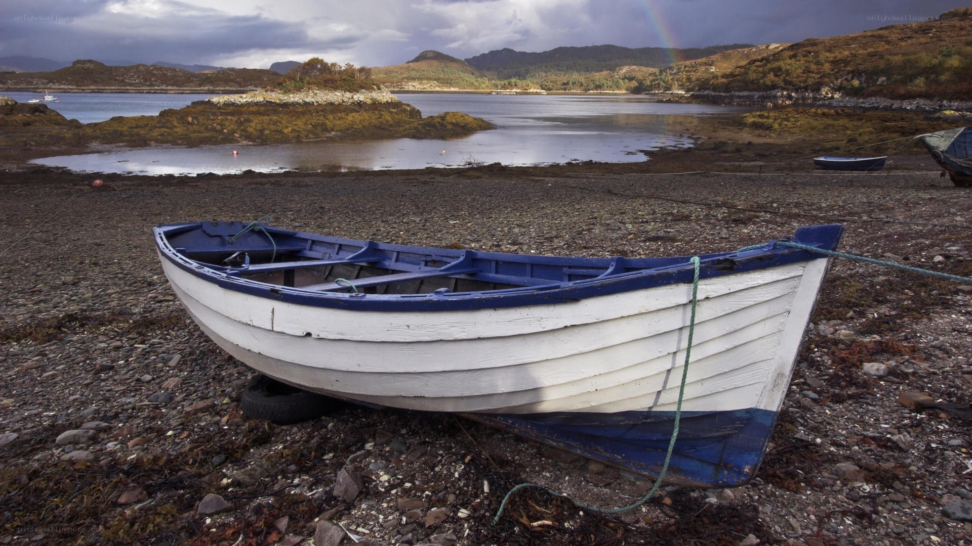 Boat on a pebble beach