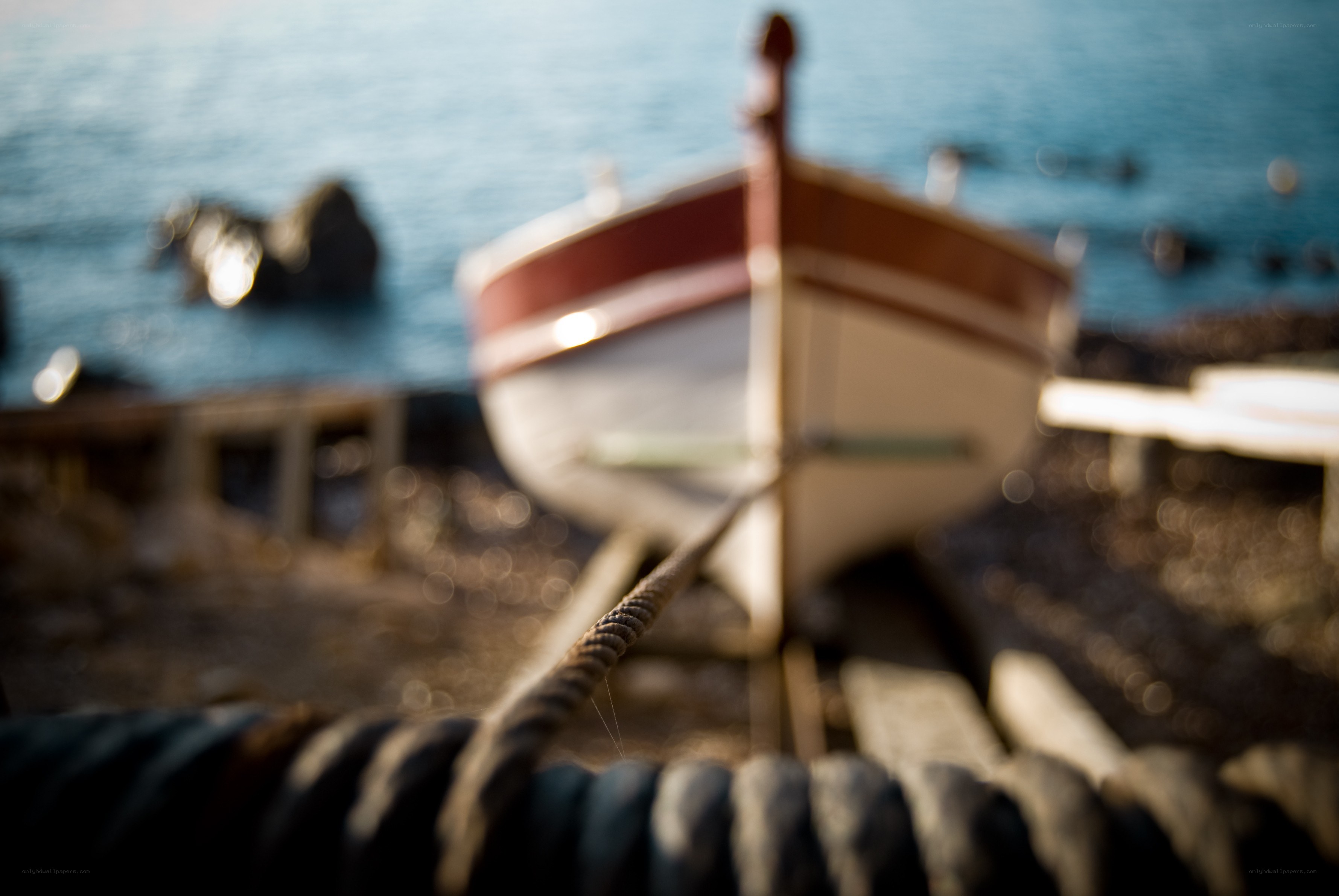 Boat on a pebble beach