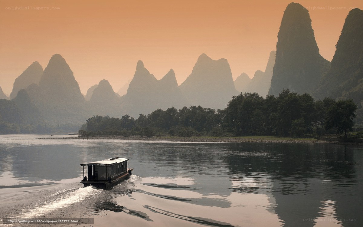 Boat on a river at sunset