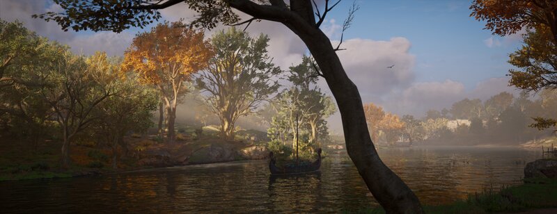 Boat on a River — Brown