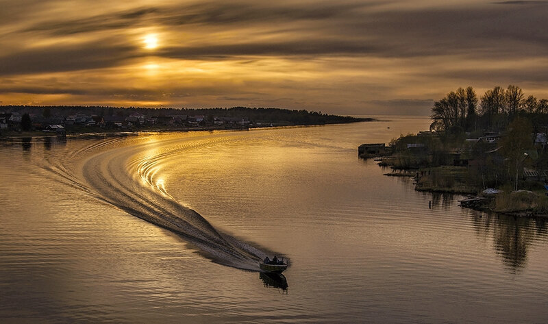 Boat on a River — Gold