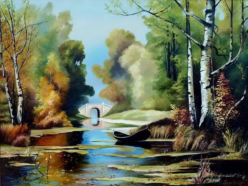Boat on a River — Green