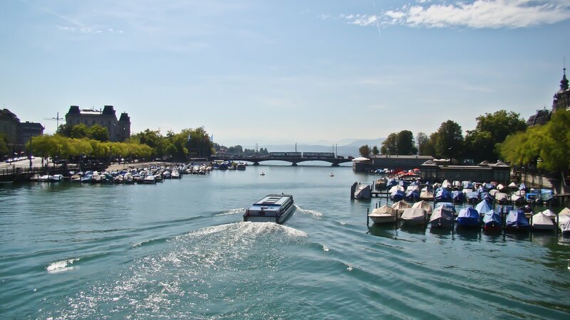 Boat on a river in Geneva