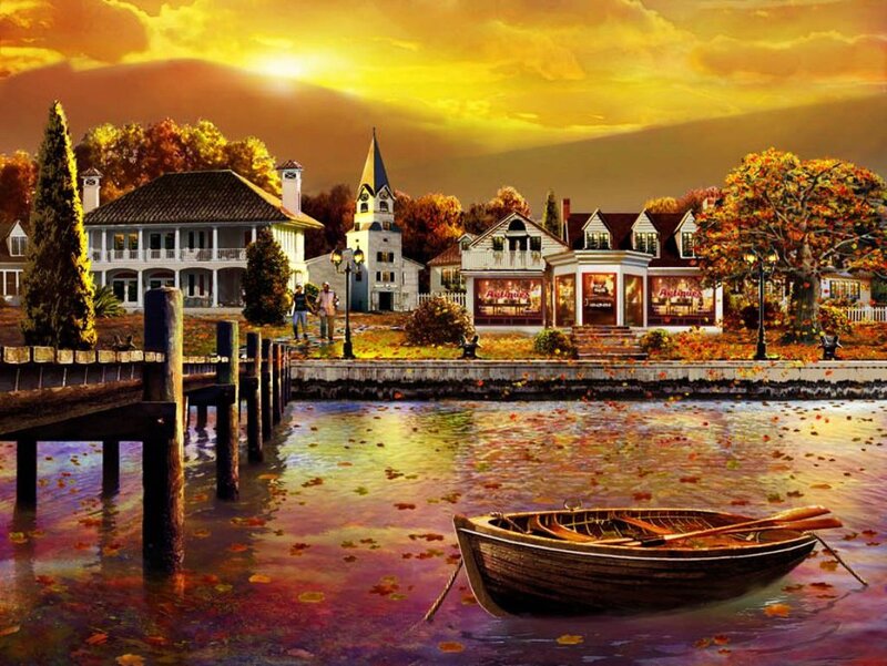 Boat on a River — Yellow, Serene