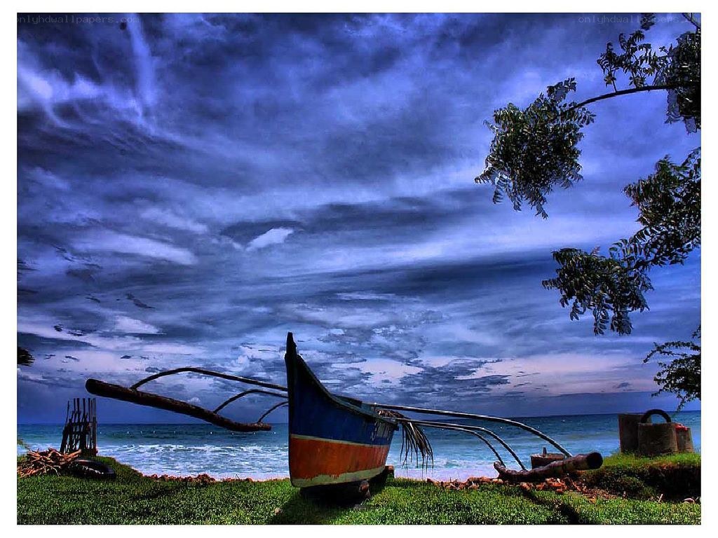 Boat on a stormy beach