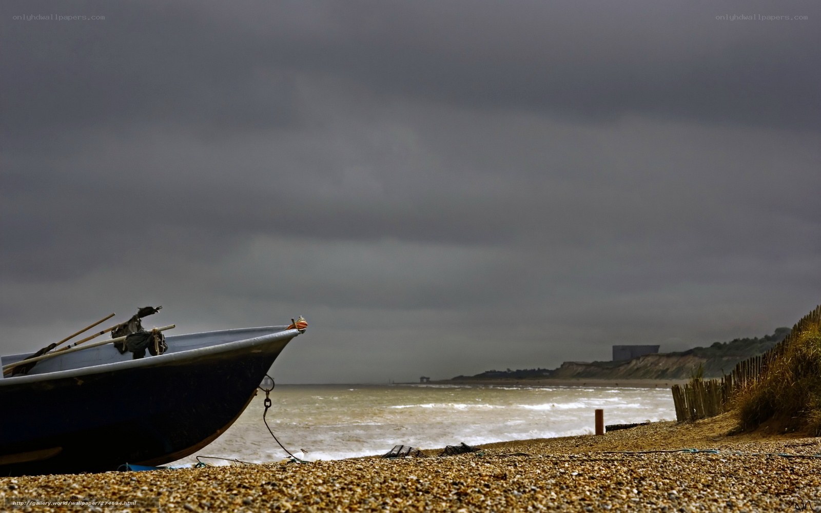 Boat on a stormy beach