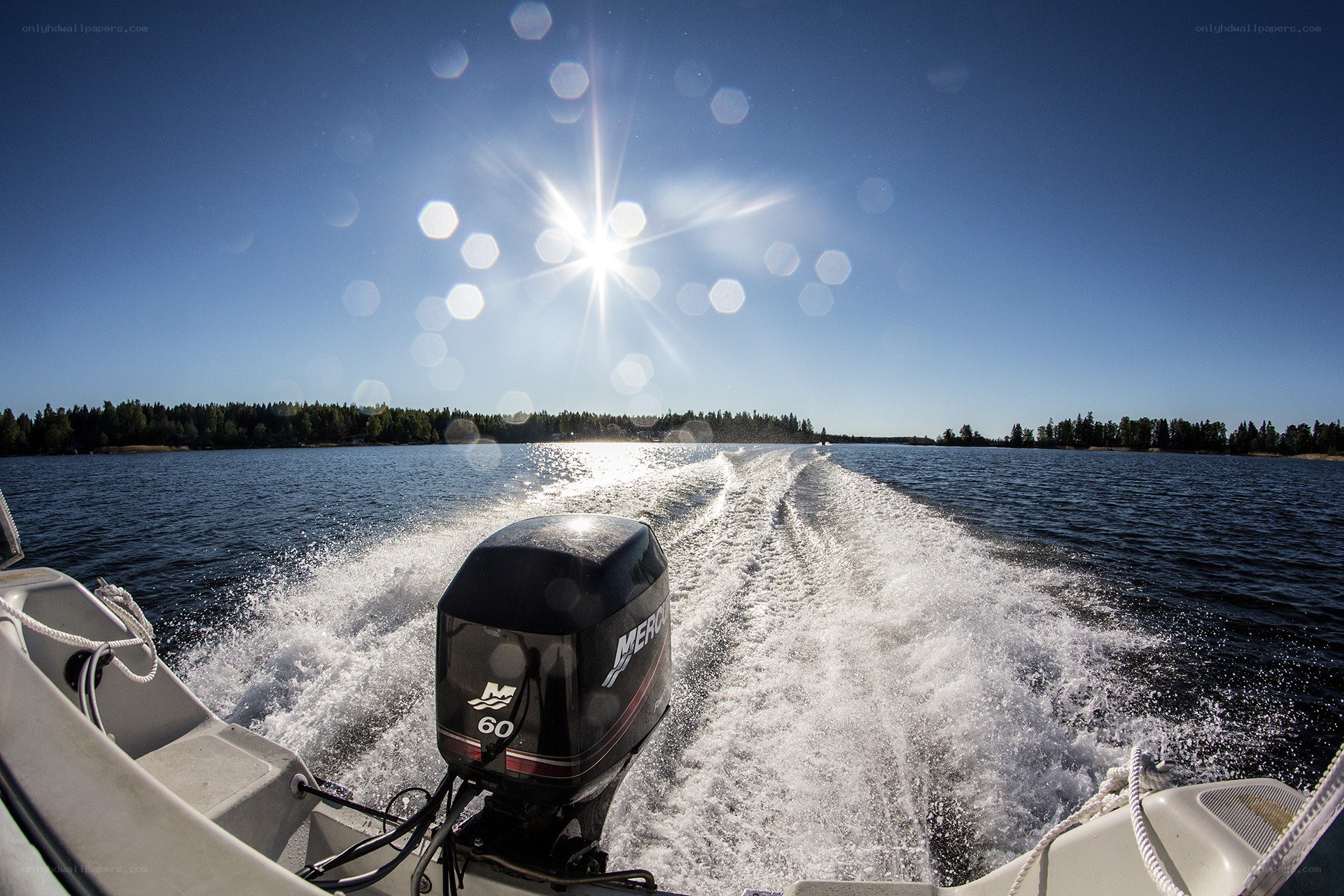 Boat on a sunny lake