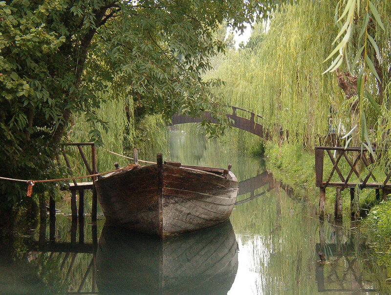Boat on a tranquil canal