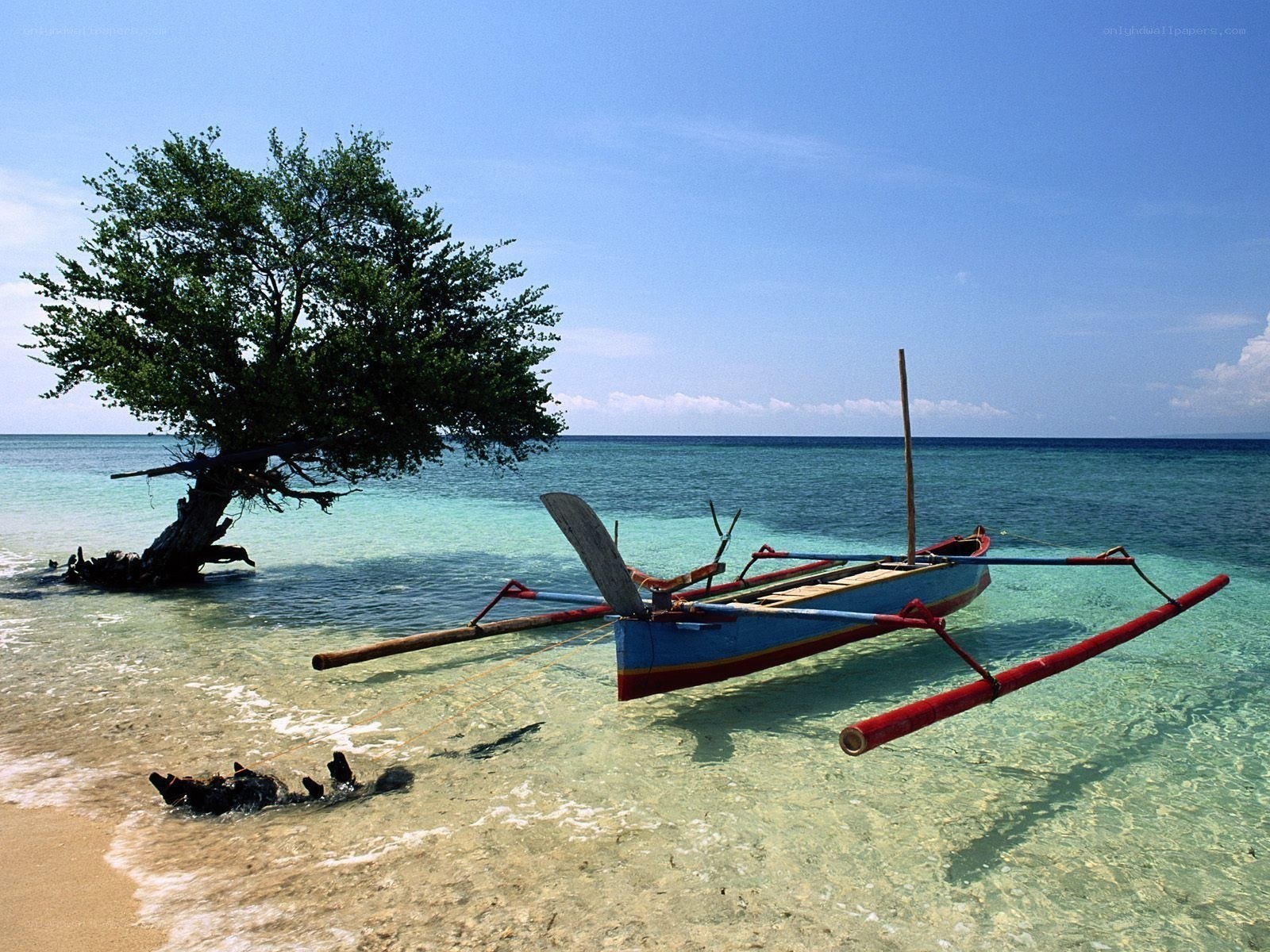 Boat on a tropical beach