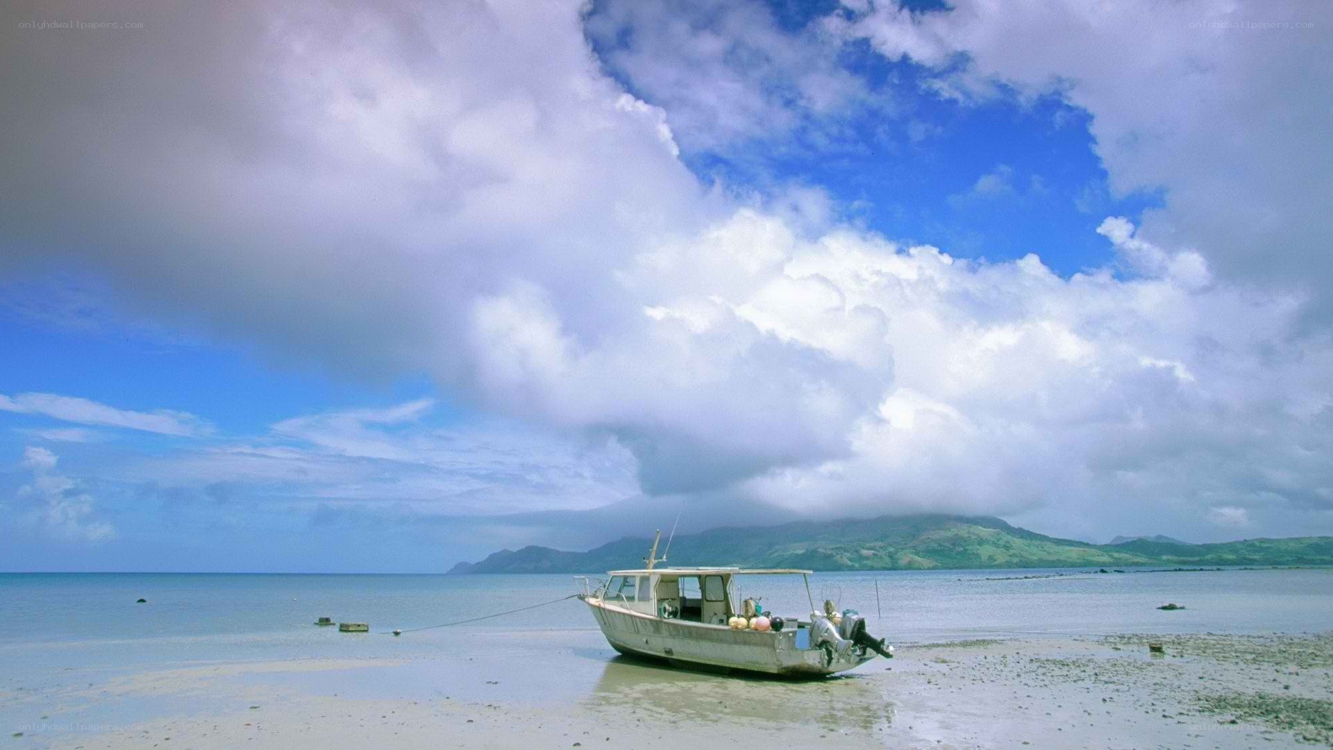 Boat on a tropical beach