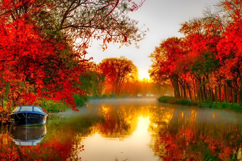 Boat on Autumn River