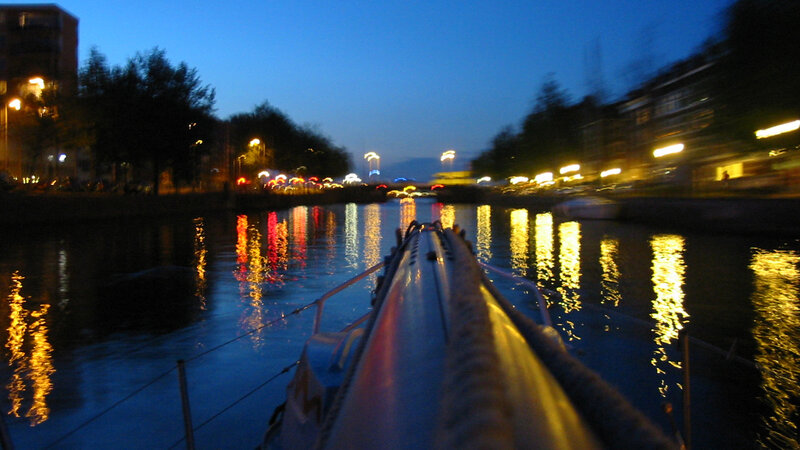 Boat on Canal at Night