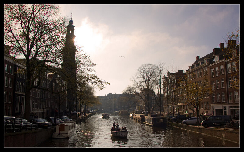 Boat on Canal in Amsterdam